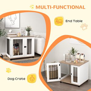 Cuccia per Cani Marrone Noce con Porta Bloccabile, Tavolino Laterale da Interno per Cani di Piccola e Media Taglia - Product Image 4