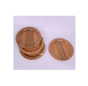 Assiettes rondes en bois pour la décoration de la maison, plateau de service en bois d'acacia, plats pour aliments, légumes, fruits, collations, café, planche à charcuterie - Product Image 1