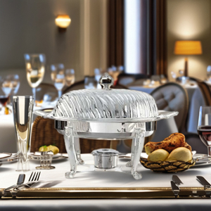 จานอุ่นอาหารสำหรับจัดเลี้ยงบุฟเฟ่ต์ทำจากโลหะสีเงิน - Product Image 1