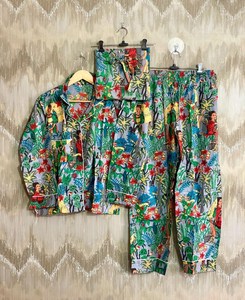 Set pigiama in cotone con stampa Farida <span class=keywords><strong>Kahlo</strong></span>: abbigliamento da casa stampato a mano, stile autunnale da donna - Product Image 5