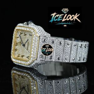 Reloj Unisex Cuadrado de Acero Inoxidable ICE LOOK JEWELERY, 41 mm, Analógico, de Cuarzo, Estilo Hip Hop, Esfera Luminosa de Zafiro, Cierre Plegable de 20 mm - Product Image 2