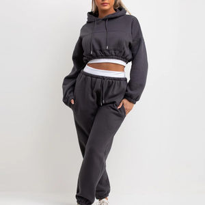 Ensemble deux pièces de haute qualité pour femmes, survêtement personnalisé avec fermeture éclair, haut court, fabricant en gros, survêtement de haute qualité pour l'hiver - Product Image 5