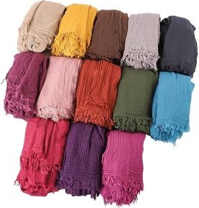 Linen Scarf Designer Linen Cotton Scarf Women Solid Color Hijab Scarves Shawls Plain Big Pashmina <b>Wrap</b> <b>Head</b> Hair - Product Image 2