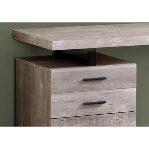 Bureau d'ordinateur contemporain en métal noir stratifié beige de 48 "L pour bureau à domicile, tiroirs de rangement à gauche et à droite pour le travail sur ordinateur portable - Product Image 3