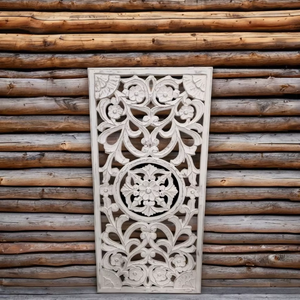 งานแกะสลักไม้ MDF รูปทรงสี่เหลี่ยมผืนผ้า ลายดอกไม้แบบดั้งเดิม 3 มิติ คุณภาพสูง ทำมือ สไตล์บ้านไร่ สำหรับตกแต่งผนังบ้าน - Product Image 3