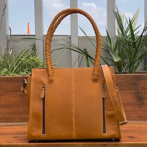 Factory New Fashion Hand Tooled Leather Tote <b>Bag</b> Large Capacity Genuine Cowhide Leather <b>Women's</b> <b>Laptop</b> Briefcase Messenger <b>Bags</b> - Product Image 5
