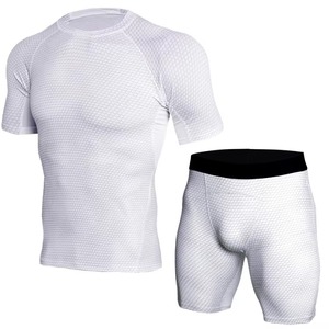 Custom Wholesale New Pattern <b>Men</b> 2 Piece Gym <b>Compression</b> Set Sports <b>Compression</b> T Shirt & <b>Shorts</b> Workout Fitness Suit - Product Image 4