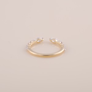 IGI Certified Marquise & Round Diamond Open Cuff Ring in <b>Solid</b> 925 Sterling <b>Silver</b> - Product Image 4