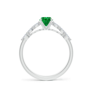 Luxury 14K 18K Solid Gold Oval Cut Green Emerald Gemstone With Pave Accent Diamond Ring Fine Jewelry Women's Wedding Band Rings - Product Image 2