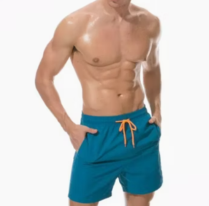 <b>Mens</b> Solid Color Board Shorts Quick Dry Drawstring Casual Swim <b>Trunks</b> with Pockets Mid Waist Short Length - Product Image 1