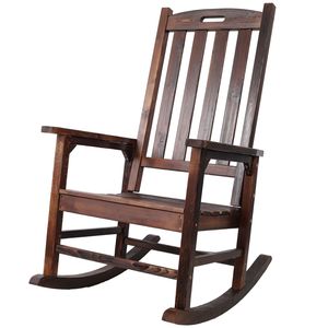 Silla Mecedora de Madera Extra Grande con Asiento Ancho y Respaldo Alto, Sillas Mecedoras Suaves para Interiores y Exteriores BR - Product Image 1