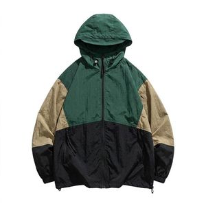 <b>Men's</b> Color Blocking Windbreaker <b>Racer</b> <b>Jacket</b> Hooded Zipper Closure Casual Loose Fit Polyester Shell Spring Wear - Product Image 3