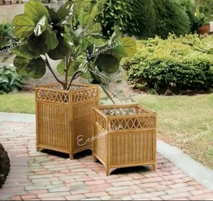 Rattan <b>Square</b> Planters <b>Set</b> Of 2 Natural Woven Basket For Home Decoration Modern Design Bamboo Flower Pot Plant Pot Handmade <b>Sets</b> - Product Image 2