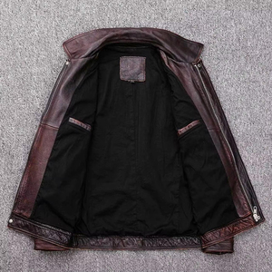 Veste streetwear en cuir véritable et toile, élégante, légère, à prix abordable, pour hommes, personnalisable, imperméable, respirante et écologique - Product Image 2