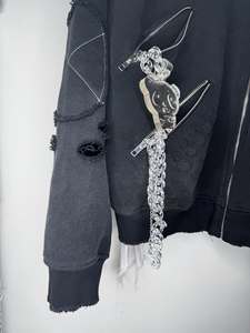 Sweat à capuche pour homme, fabricant de vêtements OEM, sweat à capuche personnalisé en polaire, sweat à capuche en coton épais avec fermeture éclair, sweat à capuche imprimé délavé à l'acide, sweat à capuche zippé pour homme - Product Image 4