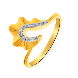Anillo de compromiso con motivo de hoja de oro y diamante marquesa de 0.35 ct — Diseño inspirado en la naturaleza con diamantes incrustados, calidad de mayoreo - Product Image 1