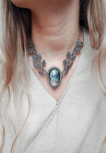 สร้อยคอทำมือจากเชือกมัดแบบมาคราเม่ ประดับจี้มุกน้ำจืดและโลหะผสมสังกะสี ดีไซน์ผีเสื้อทันสมัย สายโซ่ไม้ไผ่ ปรับขนาดได้ เครื่องประดับเสริมพลัง - Product Image 4