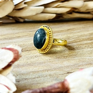 Unique Design Labradorite <b>Rings</b> Tribal Brass Jewelry Women 18k Gold Plated Vintage Beaded <b>Statement</b> Band <b>Ring</b> Wholesale/OEM/ODM - Product Image 3