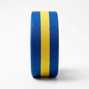 Cinta de Grosgrain de 25 mm con Franja Central Azul y Amarilla de Neelkamal Industries, para Envolver Regalos, Lazos para el Cabello, Decoración de Medallas - Product Image 1