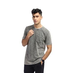 Camiseta de Algodón Grueso para Hombre, Lavada con Ácido, con Logotipo Personalizado, Nuevo Diseño, Corte Regular, Estampada, Jersey Liso - Product Image 3