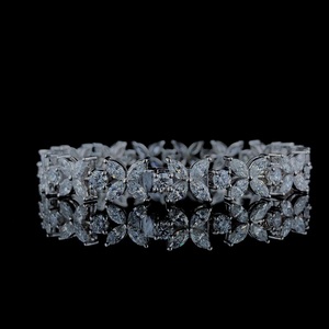 Pulsera de tenis vintage de plata de ley 925 para mujer con diamantes de corte marquesa cultivados en laboratorio, certificados por IGI - Product Image 3