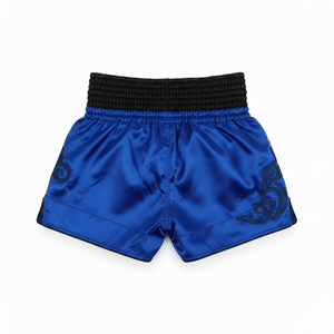 Shorts de Muay Thai bleus avec broderie de tigre, fabriqués à la main pour hommes, vêtements d'arts martiaux mixtes, coupe classique, taille adulte - Product Image 3