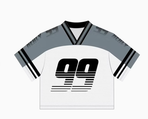 Maillot de football américain sur mesure, coupe ample, style vintage, en polyester, avec motif graphique, haut en mesh - Product Image 2
