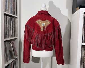 Blouson d'hiver pour homme en daim de vache occidental, grande taille, vintage, avec franges, fermeture éclair perlée, col rabattu, manches classiques, style bomber - Product Image 4