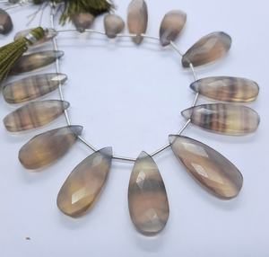 Perles de fluorite naturelle facettées en forme de poire, multicolores, 8 pouces, pour la fabrication de bijoux, vente en gros - Product Image 2
