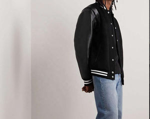 Men's Stand Collar Satin Varsity <b>Jacket</b> with Canvas Fabric Custom Logo Front Quick Dry Breathable Wholesale Price - Product Image 2