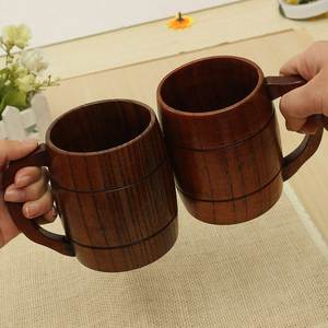 แก้วกาแฟไม้สลักลายตามสั่ง ผู้ผลิต OEM แก้วไม้ยั่งยืน แก้วน้ำทำมือจากไม้ธรรมชาติ พร้อมหูจับ ทำจากไม้ธรรมชาติ - Product Image 4