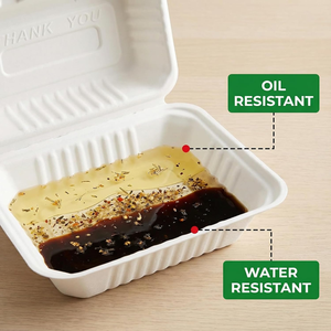 Boîtes alimentaires à clapet compostables, étanches et robustes 9x6 en bagasse, avec couvercles jetables pour restaurants - Product Image 3