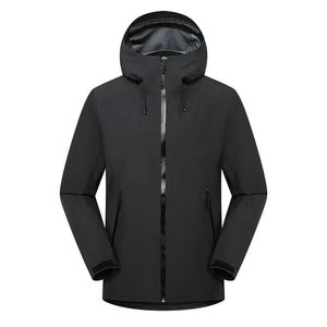 Veste coupe-vent en PU gris clair pour homme avec fermeture éclair et poches pour l'automne et les activités de plein air - Product Image 4