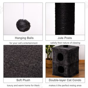 Cuccia per Gatti con Tiragraffi in Juta e Palla Pendente, Altezza Regolabile da 220 cm a 245 cm, Grigio, Eco-Friendly - Product Image 6