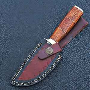 Cuchillo de Caza Bushcraft Hecho a Mano, Venta al por Mayor, Cuchillo de Hoja Fija de Acero de Damasco, para Supervivencia al Aire Libre y Camping, con Funda - Product Image 6