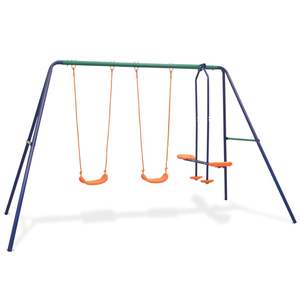 Columpio Resistente de Acero Azul y Plástico para Niños de 3 a 10 Años, Equipo de Juego Versátil para Niños - Product Image 1