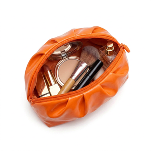 RootsMen orange Polyester Cosmetic Bag Medium Size Zipper Closure Portable Letter Pattern Simple Style - Product Image 6