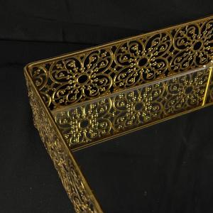 Plateau de service artisanal doré avec miroir en verre, plateau à chocolat, plateau de service Ramadan, panier-cadeau, plateau de dîner, décoration d'intérieur - Product Image 4