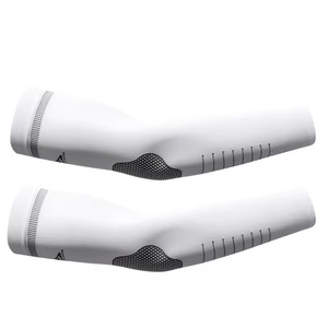 Manchons de cyclisme blancs anti-UV unisexe pour adultes en polyester et élasthanne avec logo sur la manche gauche - Product Image 2