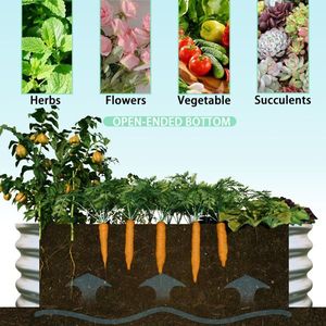 Kit de jardinière surélevée galvanisée 4x2x1 pied (4 pots) pour légumes, fleurs et herbes d'extérieur - Product Image 4