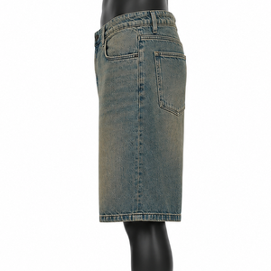 Men’s Vintage Washed Denim Jorts Loose Fit Casual Knee Length Baggy Jean Shorts for Summer Streetwear - Product Image 4