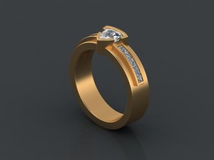 Elegant Ladies Gold Silver <b>Ring</b> With Yellow White Rose Tone Moissanite CVD Colour Stone <b>CZ</b> EGL VVS2 D Trillion Princess 1.50 CTS - Product Image 3