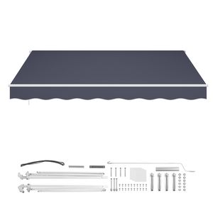 Manual Retractable 4m X 3.7m Outdoor Patio Awning Water-Resistant Polyest Sun <b>Shade</b> for Patio Door <b>Window</b> - Product Image 1