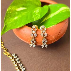 White Bridal Jewelry Set with Zircon Earrings and Necklace - Product Image 3