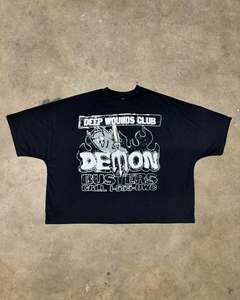 เสื้อยืดทรงบ็อกซี่แบบครอปสั่งทำขายส่งสำหรับผู้ชาย เสื้อยืดลายกราฟิกสตรีทแวร์ดีไซน์เนอร์ เสื้อยืดโอเวอร์ไซส์ผ้าฝ้าย 100% หนานุ่มสำหรับผู้ชาย - Product Image 2