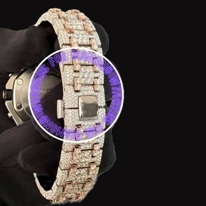 Reloj de Lujo con Diamantes de Moissanita VVS de Alta Calidad, Estilo Clásico, Diseño Hiphop, Caja de Acero Inoxidable, Calendario Completo - Product Image 5