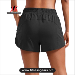 Shorts de sport respirants en polyester à taille mi-haute Dolphin pour femmes, séchage rapide, pour la course, l'entraînement et la gym – OEM/ODM JUST FITNESS GEARS - Product Image 2