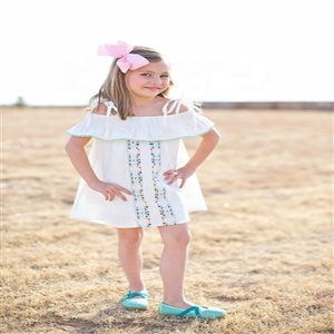 Tissu de coton blanc apaisant pour les yeux, Mini robe Girly, style Boho, broderies à épaules dénudées, avec bretelles, dentelle pom-Up, décoration - Product Image 2