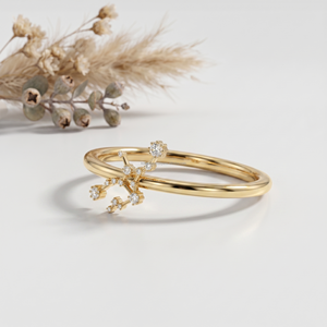 Bague en diamant signe zodiacal Vierge, bijoux de précision, or, style minimaliste élégant, cadeau tendance pour août et septembre - Product Image 1