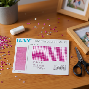 Ilan Pegatina Brillante 3mm Fuchsia 1500 piezas Tarjeta Grande Adhesivo de Diamantes de Imitación - Product Image 2